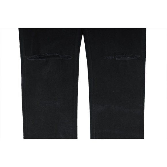 Balmain Mens Waxed Jeans 33x33 Black Slim Knee Slashed Distressed Stretch Denim - Picture 4 of 11